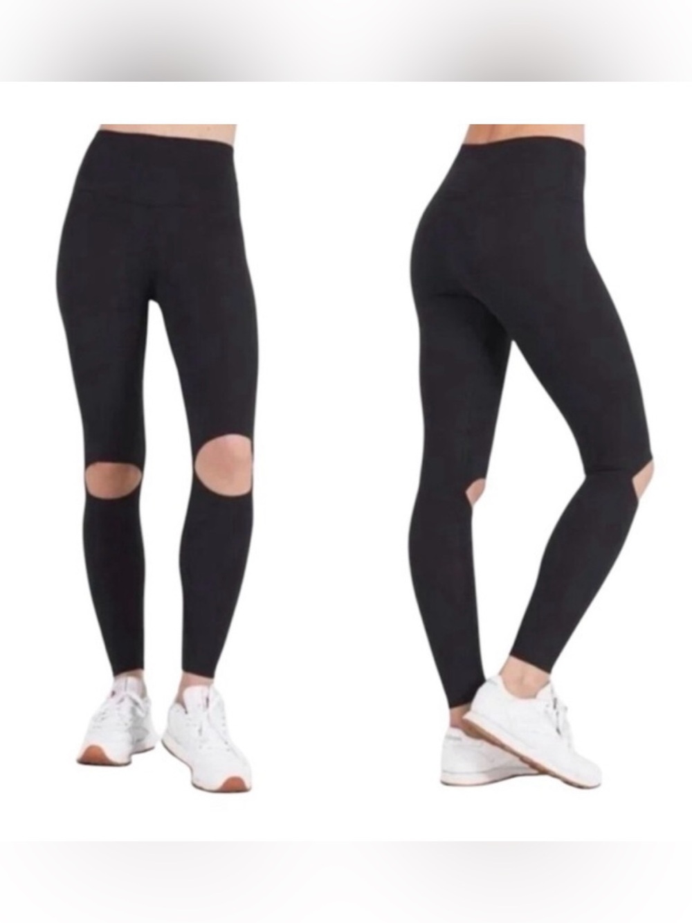 JOAH BROWN cut loose Black KNEE HOLE sewn cut out leggings